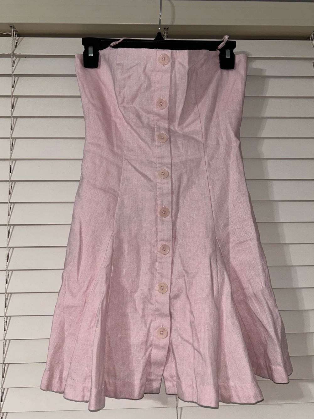 Reformation Derin Pink Linen Mini Dress Smocked Strapless/Halter - Picture 4 of 8